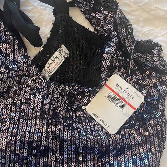 Free People Black and Silver Sequin Mini Dress - Picture 2 of 3